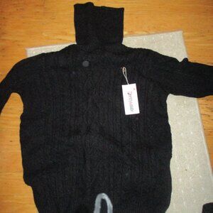 Pretty Guide black knit  Turtleneck Sweater Long Cable Knit new xl  viscose blen